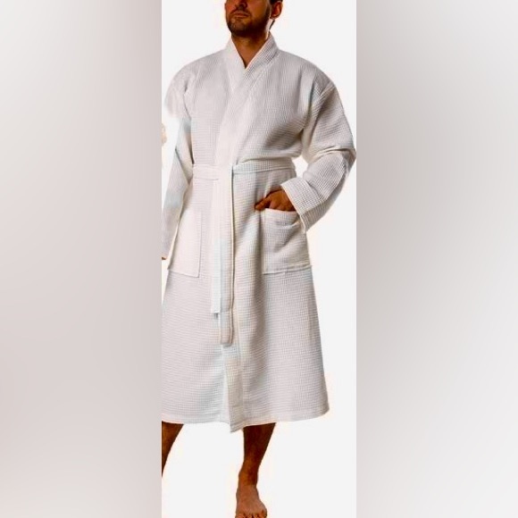 NWOT~Bagno Milano Unisex Waffle Turkish Cotton Hotel Spa Kimono Bath Robe - Picture 9 of 11